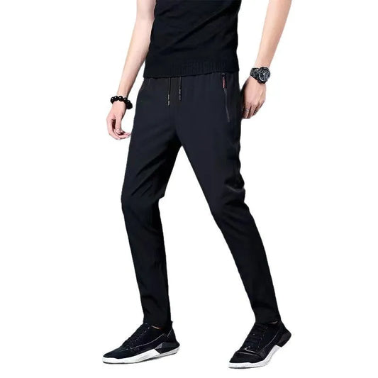 Men's Casual Pants Straight Slim Fit Elastic Waist Jogger Korean Classic Blue Black Gray Male Brand Trousers Plus Size